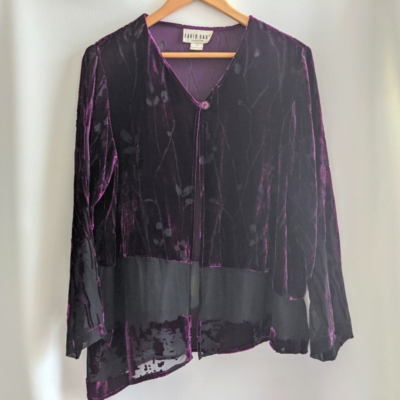 David Dart Jackets & Coats David Dart Velvet Burnout Asymmetrical